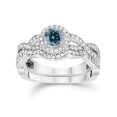thumbnail image 3 of 1 1/10ct Treated Blue Diamond Infinity Engagement Wedding Ring Set 14K White Gold, 3 of 3