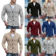 thumbnail image 2 of KKBOTIVE Mens Knit Cardigan Sweaters Shawl Collared Casual Button Down Long Sleeve Sweater Men's Fashion Fall Winter Outerwear Grey Size: XXL, 2 of 9
