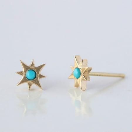 Turquoise Star Stud Earrings 925 Starling Silver Earring Solitaire Earring Mini Stud Earring Birthday Gift Earring Starburst Stud Cartilage Stud