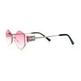 thumbnail image 6 of Luxury Retro Rimless Diamon Shape Hustler Metal Frame Sunglasses Silver - Pink, 6 of 8
