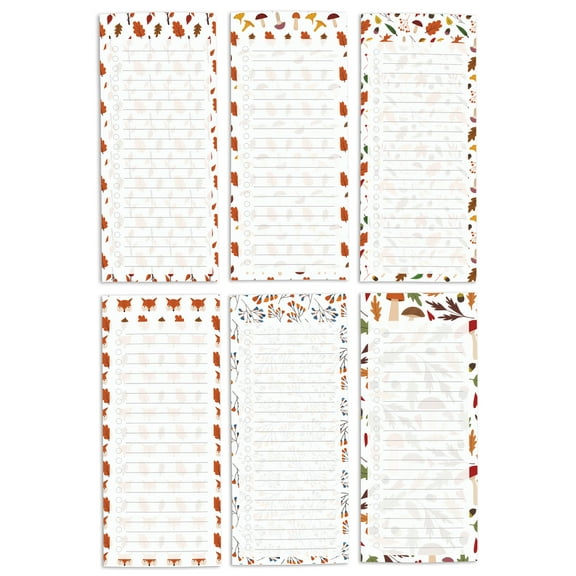 Inkdotpot Pack of 6 Funny Magnetic Dry Erase List For Fridge, Wipe Clean w/ NoStain, Quick Notes Shopping & Grocery List Whiteboard for Fridge, 8.75" x 3.8"(Autumn)