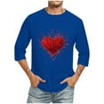 thumbnail image 2 of Jinhomg Big and Tall Graphic Tees for Men Novelty Funny Valentines Love Heart Print Tops Lightweight Comfy 3/4 Sleeve Crew Neck Spring Summer T-Shirt Blue XL, 2 of 5