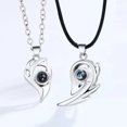 thumbnail image 4 of enjoywould 2Pcs Couple Necklaces Magnetic Attraction Heart-shaped Pendant Geometric Electroplating Personality Decoration Accessory Heart Projection Pendent Matching Necklaces for Dating, 4 of 5