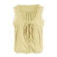 thumbnail image 7 of vigerkar Women Summer Boho Lace Tie Front Tank Beach Vacation Top Button Down Sleeveless Cardigan Crop Y2k Tops Yellow, S, 7 of 7