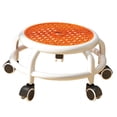 thumbnail image 2 of Taburete de ruedas universal, taburete de asiento de rodillo bajo, cambio de zapatos móvil, taburete giratorio de 360 degree de bajo ruido para barbería, Naranja Gloria Asiento rodante bajo, 2 of 9