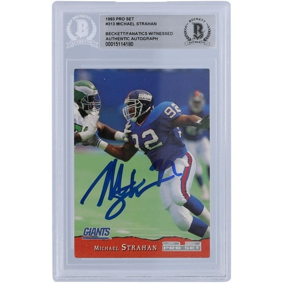 Michael Strahan New York Giants Autographed 1993 Pro Set #313 Beckett Fanatics Witnessed Authenticated Rookie Card - Fanatics Authentic Certified