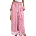 thumbnail image 3 of Women Plus Size Pants Wide Leg Palazzo 2026 Summer Boho Trousers Spring Flowy Beach Vacation Wear, #02 Pink, M, 3 of 6