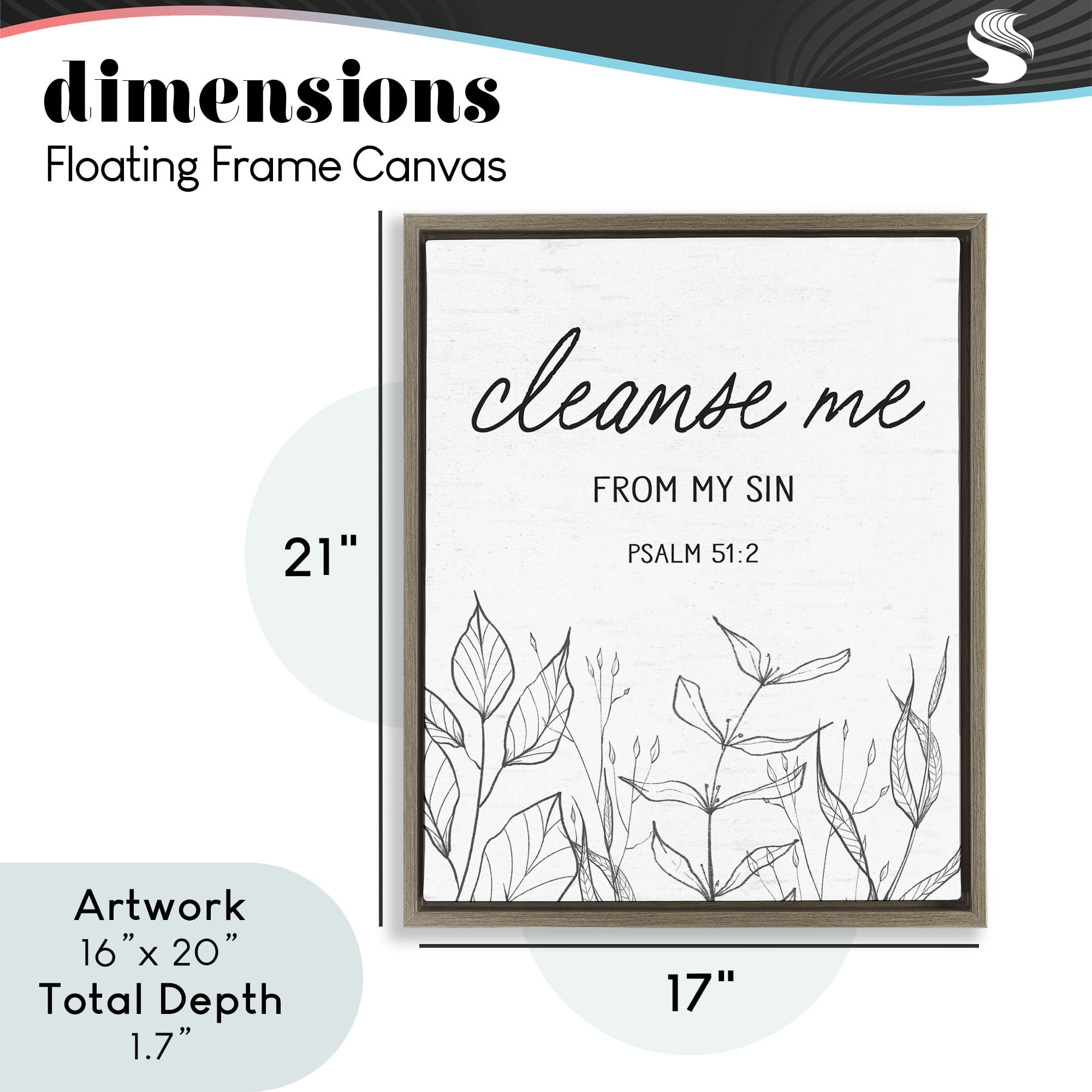 Cleanse Me From Sin Brown Framed Floater Canvas Wall Art, design by Lettered and Lined