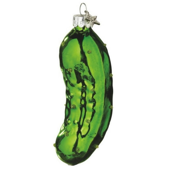 Christmas Holiday Traditional Glass Pickle Ornament - 4" x 1.5"