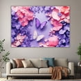 thumbnail image 6 of Mudket Paper Art Pink and Purple Flowers with Butterflies Canvas Wall Art, Floral Wall Decor, Framed Ready to Hang Artwork for Living Room Bedroom - 12"L x 8"W, 6 of 10
