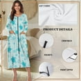 thumbnail image 5 of FKELYI Green Coral Turtle Starfish Print Fall Zipper Front Robes Nightgowns Women's Sleepwear Dress with 2 Pockets Comfy Housecoat Nightwear Dress Long Sleeve Loungewear, M, 5 of 6