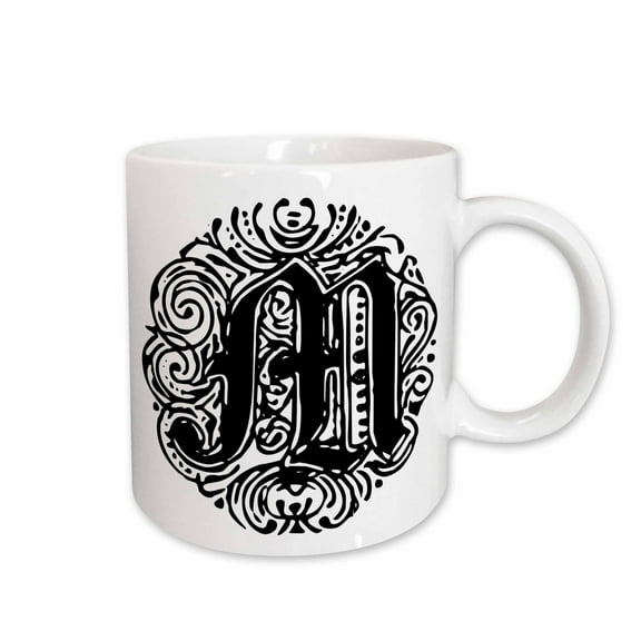 3drose, Fancy Letter M, 11oz Mug