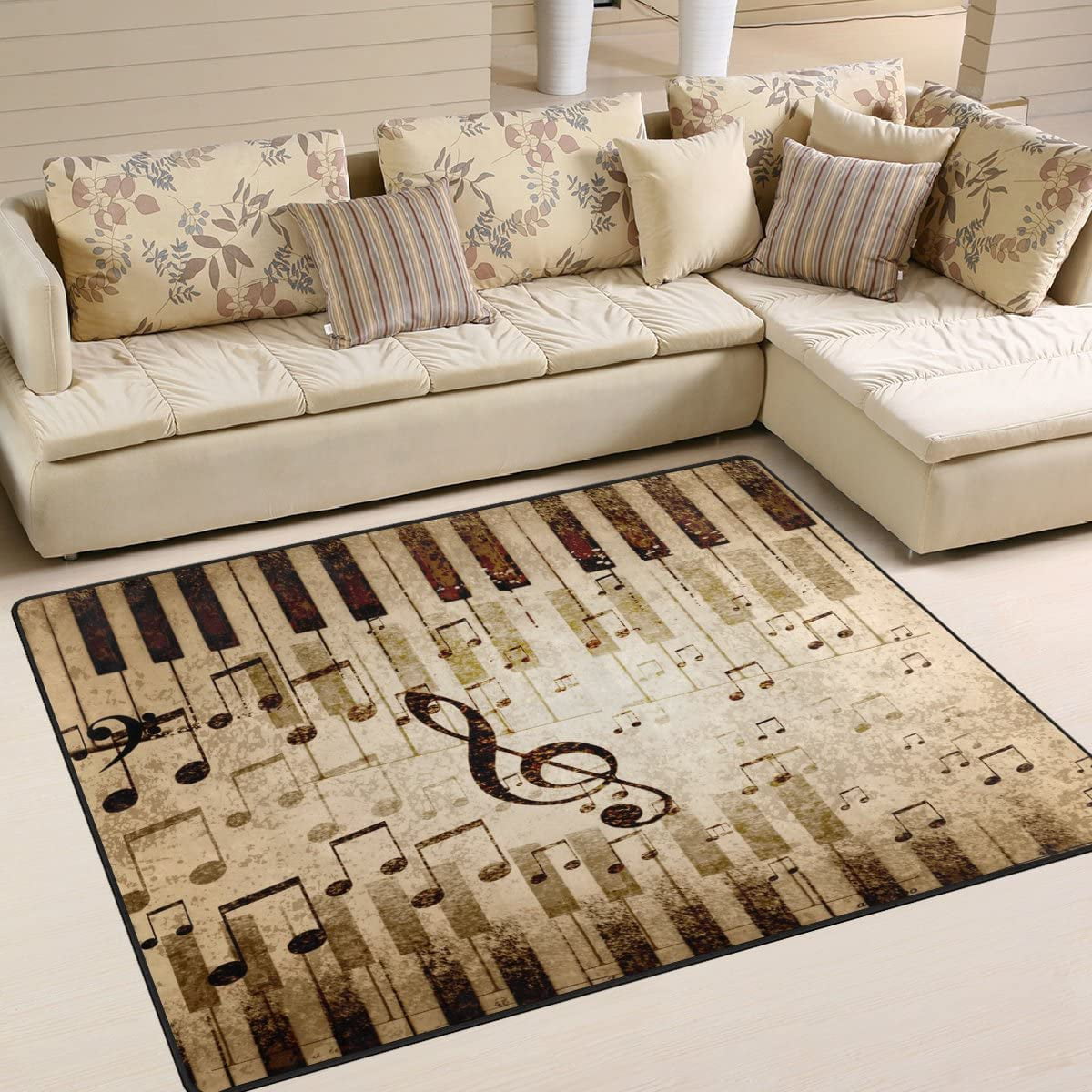 ALAZA Vintage Stylish Music Collection Area Mat Rug Rugs for Living Room Bedroom Kitchen 2' x 6'