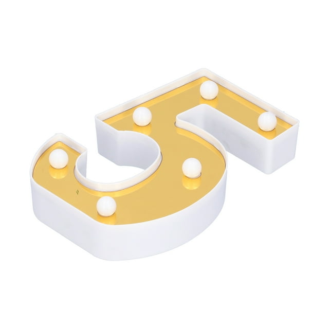Cergrey Gold Number 5 Sign Lamp Decorative LED Light For Wedding Birthday Party Holiday Decor Warm White,LED Light