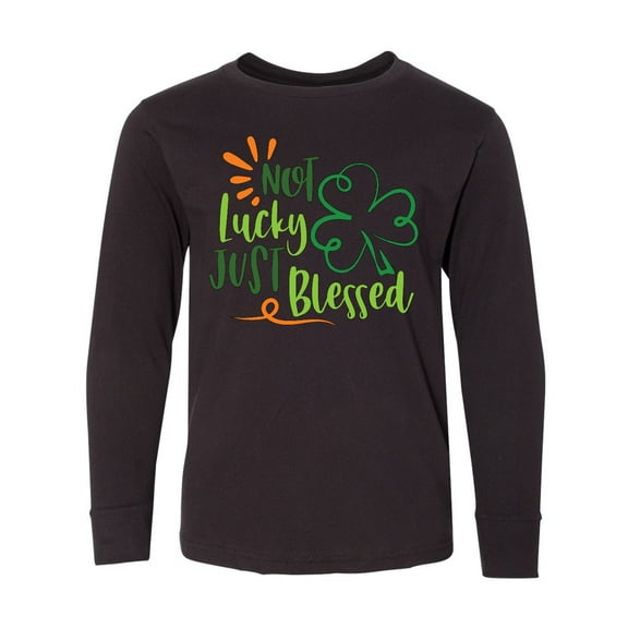 Inktastic St. Patrick's Day Not Lucky Just Blessed with Clover Long Sleeve Youth T-Shirt