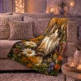 thumbnail image 6 of Adorable Kitten Wildflower Scene Cute Cat Floral, Cozy Woodland Scene, Warm Flannel Blanket for Living Room and Bedroom, Cat Lovers Just Because Gift, Botanical Home Decor, 6 of 9