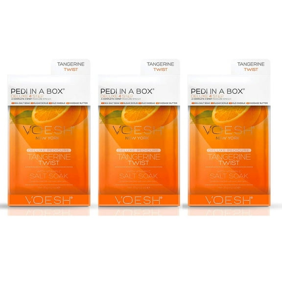 Voesh Deluxe Pedicure Pedi In A Box 4 In 1 Tangerine Twist Pack Of 3
