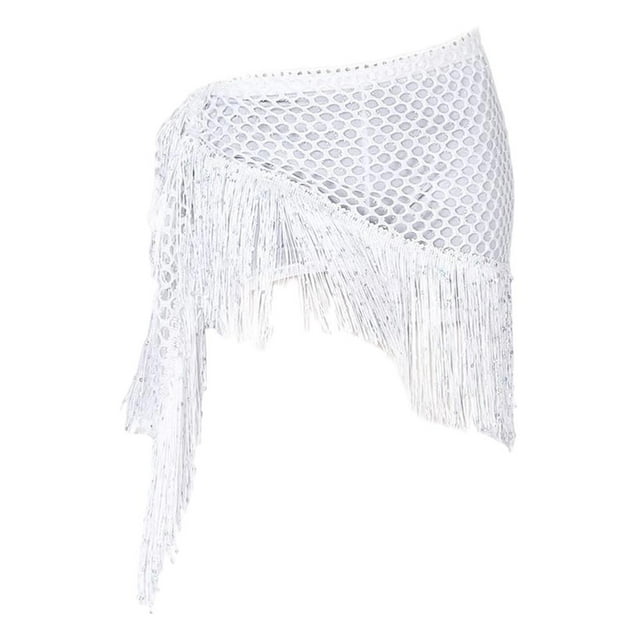 Trajes de danza del vientre para mujeres, bufandas, flecos, faldas, ropa de baile blanco
