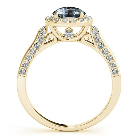 Aonejewelry 1.25 Ct. Halo Black Diamond Engagement Ring Crafted In 14k Solid Yellow Gold (Black , I2-I3)