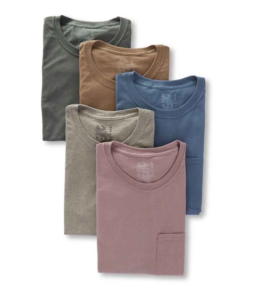 Fruit of the Loom Mens Dual Defense Pocket T Shirts Base Layer Top Pack of 5 
