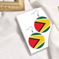 thumbnail image 4 of Round Leather Earrings For Women Guyana Flag Drop Earrings Lightweight Dangle Earrings, 4 of 6