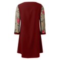 thumbnail image 4 of Women's Casual Tennis Dress for Women Solid Lace Splice Sleeve Hollow Round Neck Loose Dress Everyday Easygoing Attire Red M, 4 of 4