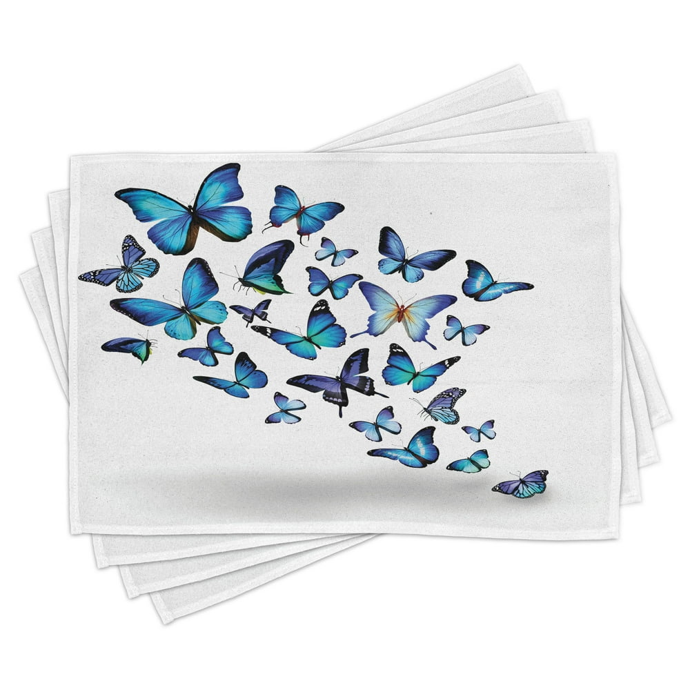 Butterflies Placemats Set of 4 Group of Flying Butterflies Natural