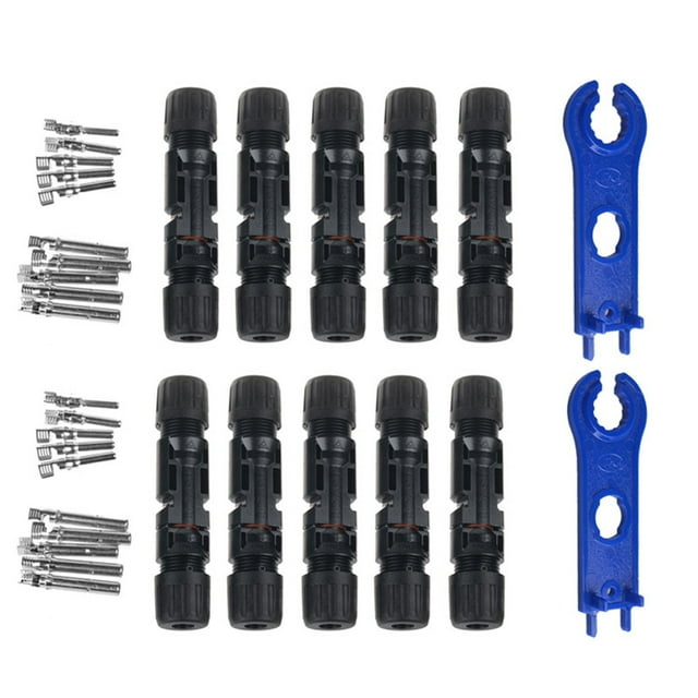 Conector solar Irfora Juego de 10 pares de conectores solares con llave Conectores solares macho y hembra Serie de rama de panel solar impermeable Conexión para sistema de energía solar Irfora Conector solar