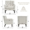 thumbnail image 3 of FRMALL Living Room Chairs Accent Chair Set of 2 linen Fabric Armchairs, Beige, 3 of 7