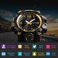 thumbnail image 3 of SKMEI Men's Digital Sports Watch, Large Face Military Waterproof Watches for Men with Stopwatch Alarm LED Back Light Sports Watch,Gold, 3 of 9