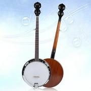 Five String Banjo Nickel Plated Armrest Coated Copper Alloy Round Mahogany Resonator Stringed Musical Instrument