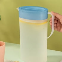 XIAOLE 0.63 Gallon/2.4 Litre Plastic Pitcher with Lid, BPA-FREE Eco-Friendly Carafes Mix Drinks Water Jug for Hot/Cold Lemonade Juice Beverage Jar Ice Tea Kettle (81oz, Blue)