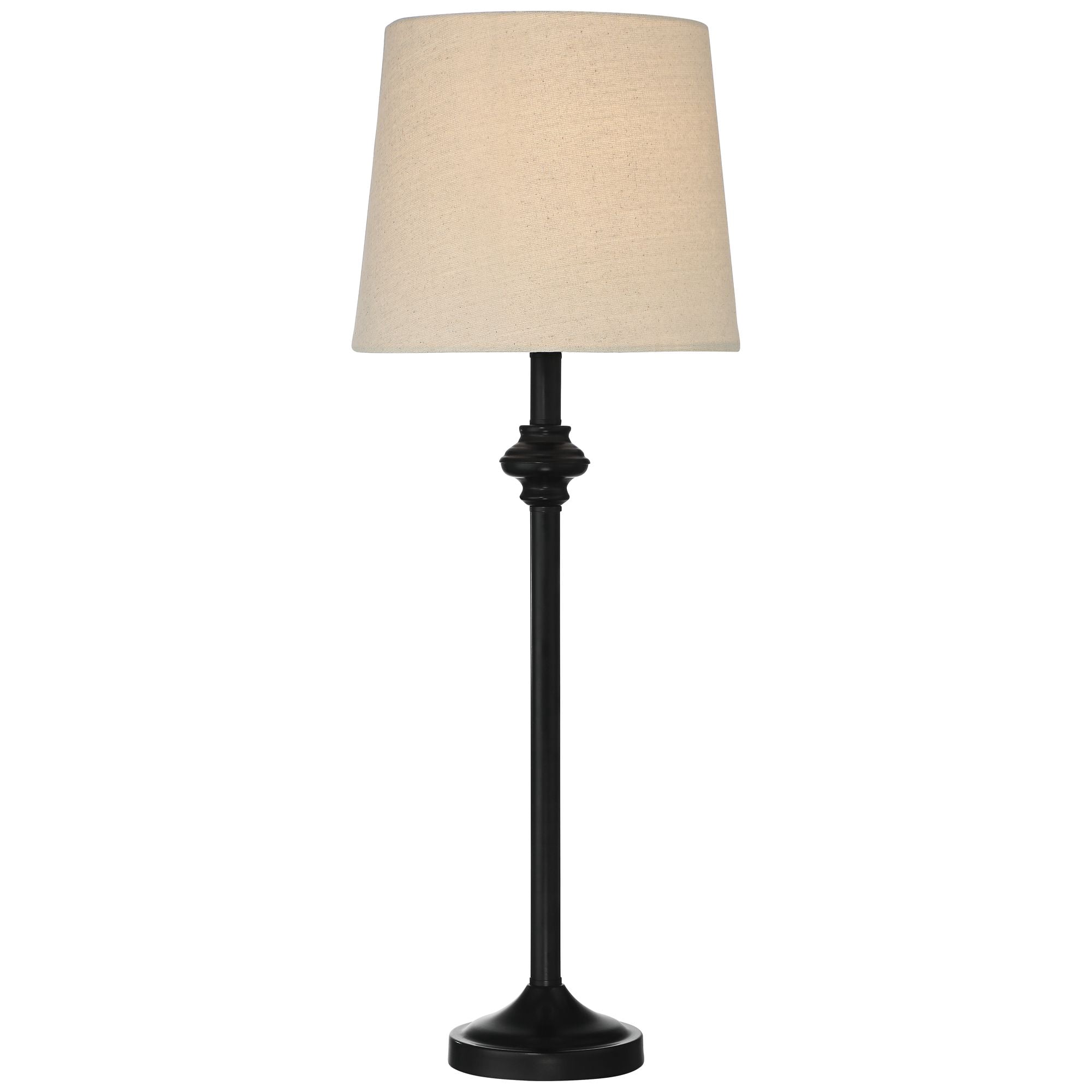 360 Lighting Carter Rustic Farmhouse 3 Piece Table Floor Lamp Set Black Metal Cream Fabric Tapered Drum Shade for Living Room Bedroom Office House