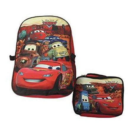 cars backpack with lunch bag