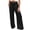 Black Pants for Women, variant on Linen Palazzo Pants for Women Loose Fit Smocked High Waist Beach Casual Trousers with Pockets Comfort Cotton Vacation Lounge Pant L