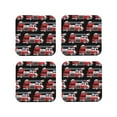 thumbnail image 1 of Vsdgher Fire and Rescue Truck Print Leather Coasters for Drinks, Durable Drink Coasters 4 Set for Tabletop Protection, Luxurious Home Décor and Housewarming Gift-Square, 1 of 6