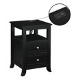 thumbnail image 2 of Melbourne Two-Drawer End Table with Charging Station and Shelf in Black Wood, 2 of 8