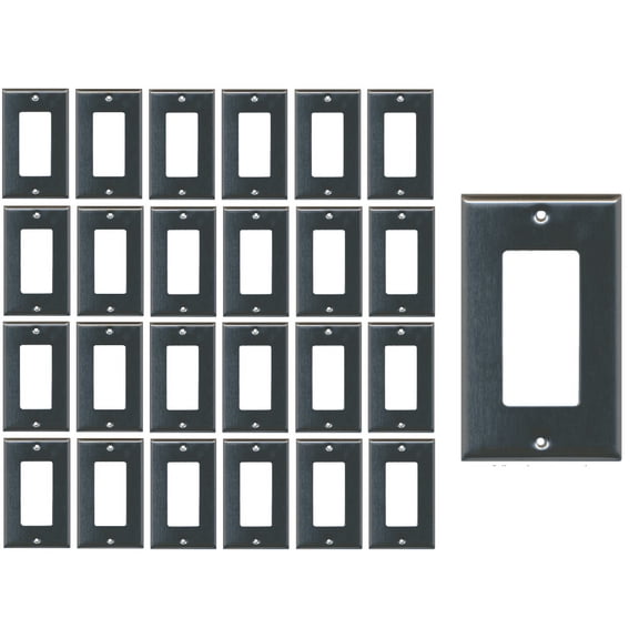 RiteAV Blank Wall Plate for Keystone Jacks - Stainless Steel 1 Gang Decorative (25 Pack)