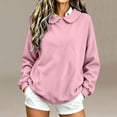thumbnail image 2 of Lcziwo Women Oversized Sweatshirt Cuffed Long Sleeve Peter Pan Collar Pullover Casual Loose Fall Winter Outfits Pink,M, 2 of 7