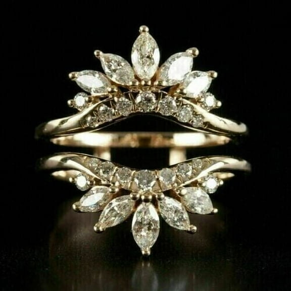 2.40Ct Round Cut Lab Created Diamond Women's Wedding Wrap Ring 14K Yelllow Gold Plated