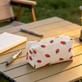 thumbnail image 5 of Beforeyayn Strawberry INS Style Pencil Bag, Cute large capacity stationery pouch for students, perfect for cosmetic storage, beige color, and fresh strawberry design., 5 of 6