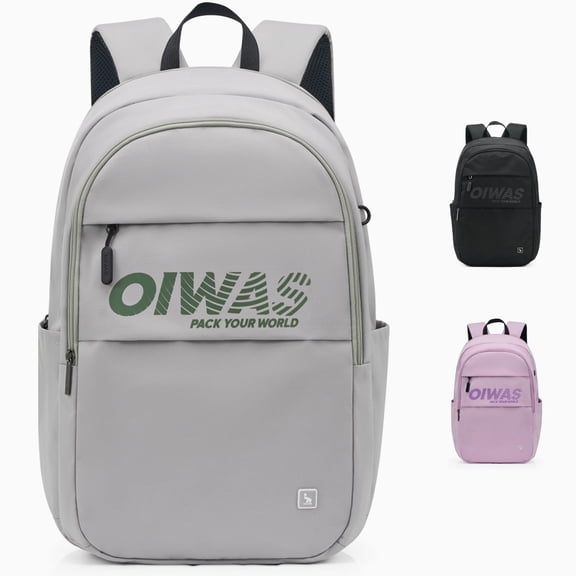 OIWAS Laptop Backpack, Lightweight Travel Computer Bag for 16-Inch Notebook, Large Capacity Business Commuter Daypack, Gray