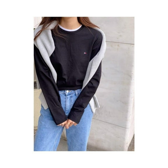 Tommy Hilfiger Mens Core Flag Long Sleeve Tee Black 09T3118 001