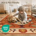 thumbnail image 4 of ODIKA 9'x12' Washable Area Rug Non-Shedding, Easy Care Orange Floral Symphony with Elegant Borders Intricate Botanical Motifs and Symmetrical for Master Suite, California King, Under Bed, 4 of 7