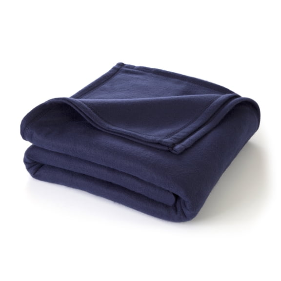 Comfy Supersoft Fleece Bed Blanket – Lightweight All-Season – Full/Queen Size – Navy