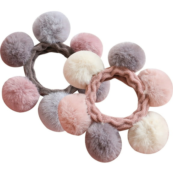 SEWCHICS 2Pcs Hair Rope Hairball Hair Bands Elastic Ponytail Holders Durable Assorted Color