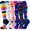 Multicoloured 3, variant on 6 Pairs Copper Compression Socks for Women & Men Circulation 15-20 mmhg, Best Support for Medical, Running, Nursing