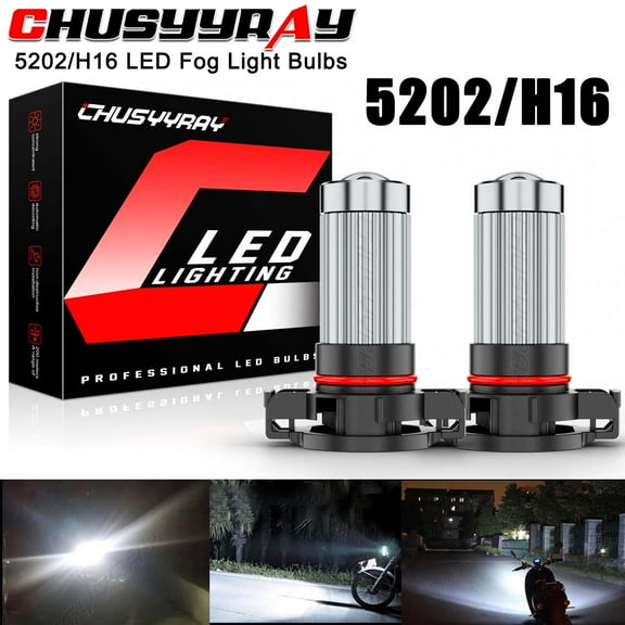 2x White 5202 2504 H16 LED DRL Light Bulbs for 2017 2018 2019 Jeep Compass