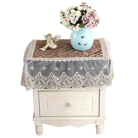 Panda Superstore  European Style Soft High Quality Lace Dust Table Cloth Cover, Brown