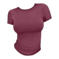 thumbnail image 4 of T-Shirt à Manches Courtes pour Femmes Femmes Liquidation Femmes Chandails Mélangés T-Shirt Court pour Femmes T-Shirt d'Été pour Filles Haut à Enfiler pour Femmes Mince Col Rond Mode Manches Courtes, 4 of 7